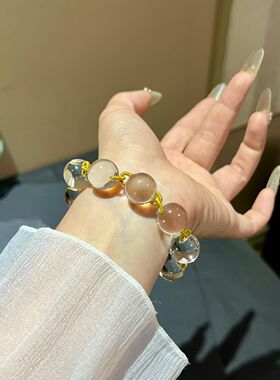 水滴小灯泡~【我很贵别碰我】全净体双a天然白水晶｜牛鼻孔手串