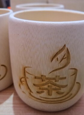 井冈山天然竹工艺制品竹筒杯子功夫茶杯碳化大小竹杯炭化竹礼品套