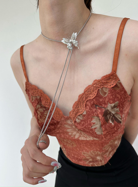 液态蝴蝶项链锁骨链自由抽拉