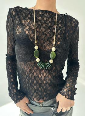 民族风亚克力吊坠长项链