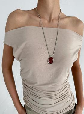 新中式水滴玛瑙吊坠长项链