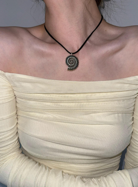 银色金属海螺波西米亚风项链