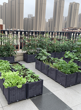 家庭阳台专用种菜箱 户外长方形组合种植箱 特大塑料花箱花盆清仓