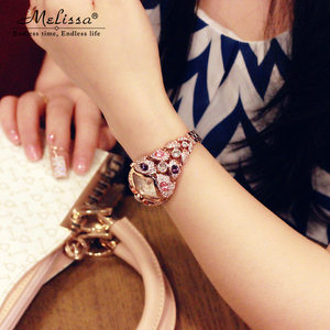 玛丽莎韩版个性彩钻时尚水晶手链女士式手表 潮流百搭石英时装表