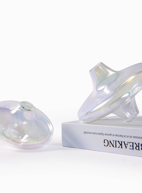 现代简约样板房售楼处创意玻璃飞碟轻奢摆件客厅茶几电视柜装饰品