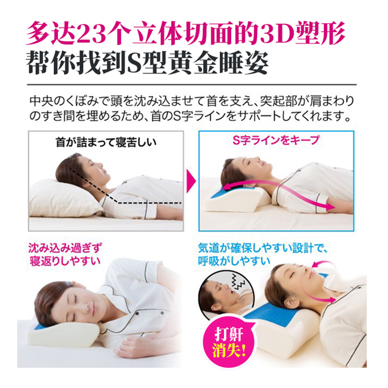 日本NEEDS LABO蜂窝凝胶3D枕头护颈椎助睡眠止鼾乳胶枕零减压Q弹-图2