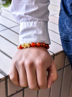 澳豪华貔貅手链黑曜石招财百搭