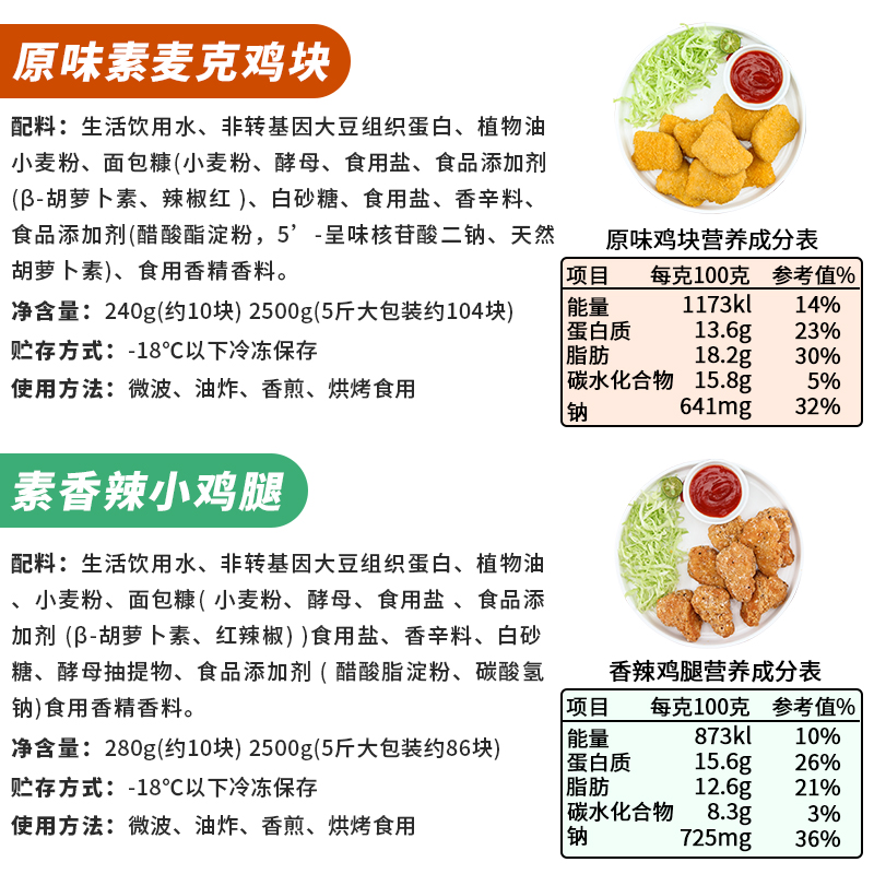 台湾松珍素麦克鸡块鸡腿仿荤食品斋菜佛家蛋白素肉肯德基素食包邮 - 图2