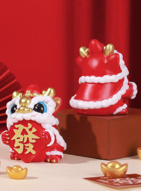 国潮醒狮家居办公桌新中式国风狮办公桌面伴手礼摆件桌面装饰