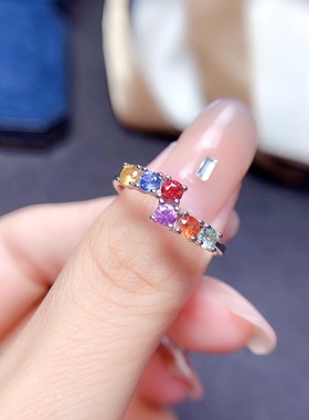 S925银戒指 群镶圆3*3mm 空托 镀白金玫瑰金黄金色 女