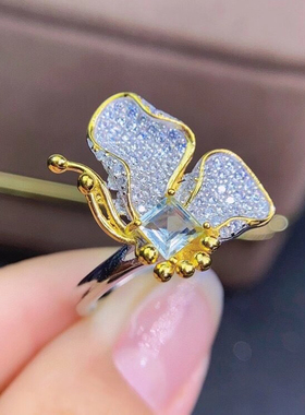 纯银镀18k宝石女戒