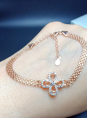 S925纯银花朵手链3*4mm