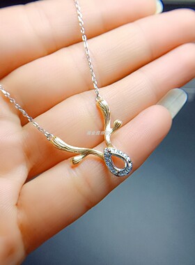 S925银锁骨链空托水滴形4*6mm