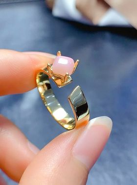 S925银戒指空托倒角正方5*5mm镀18K白金玫瑰金黄金色 女 镶嵌