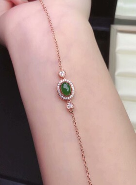 日韩简约手链S925银镀白金玫瑰金黄金色 5*7MM 椭圆 空托 女