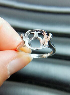 简约S925纯银戒指 枕形方10*10 镀白金玫瑰金 空托 女