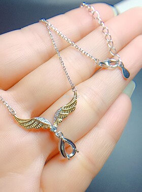 项链银饰成品祖母绿空托