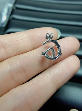 女925银吊坠空托心形6*6