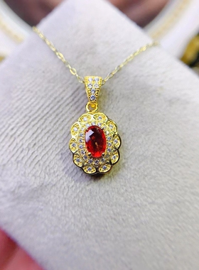 女925银吊坠4*6天然彩蓝宝