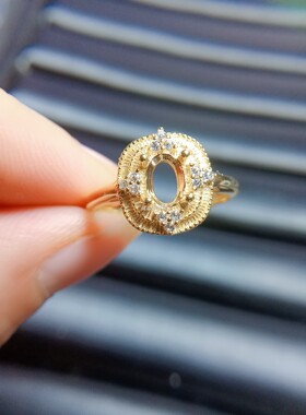 S925银戒指空托椭圆4*6mm