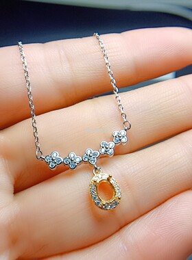 S925银空托4*5mm女锁骨链