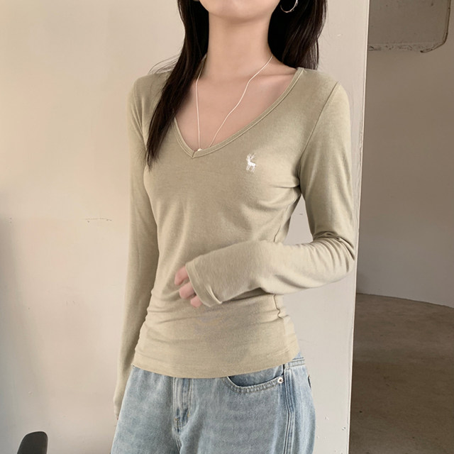 Long sleeve sweet regular embroidered cotton women's slim fit