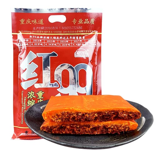 重庆特产红九九火锅底料红999火锅料火锅底料麻辣牛油火锅串400g - 图0