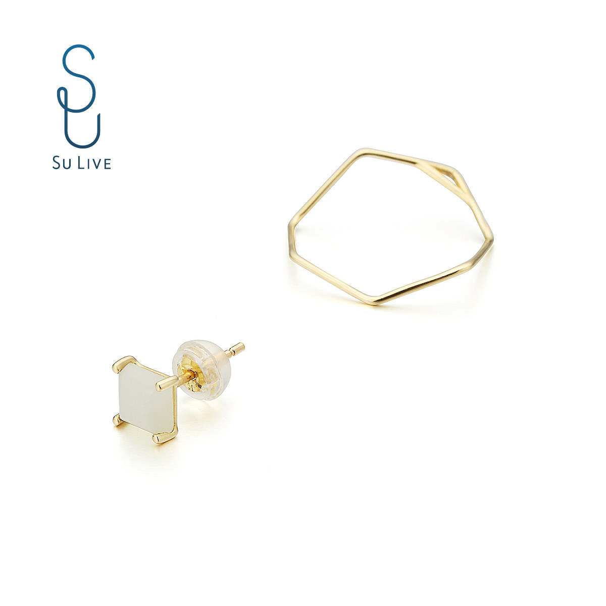 su live18k金七角原创设计温婉戒指 sulive戒指/指环