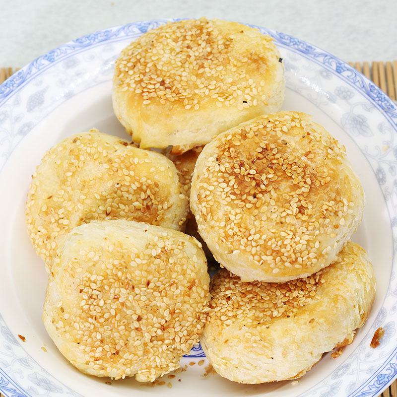 老北京烧饼芝麻酱烧饼盐酥椒盐油酥芝麻烧饼糖火烧早餐1.9元/个-图3