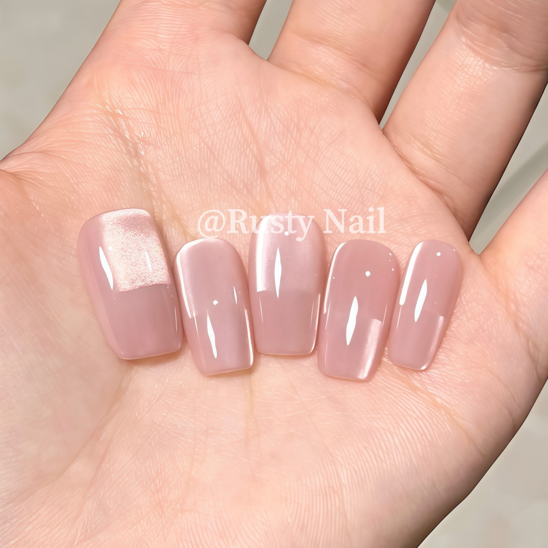 【现货】温柔纯欲冰透高级感法式猫眼手工穿戴甲短款粉色美甲贴片,淘宝优惠券,粉丝福利购,淘宝优惠卷