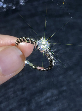 莫桑钻戒指S925纯银女戒潘家Chic风经典闪耀50分莫桑石戒指女