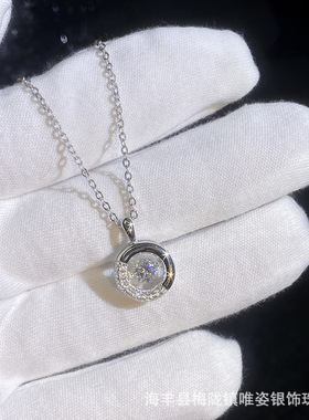 热销莫桑石S925纯银项链甜甜圈跳动的心灵动吊坠莫桑钻石项链女