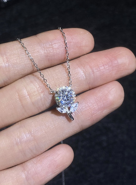 热销s925纯银莫桑钻石项链女小众可爱樱桃莫桑石吊坠