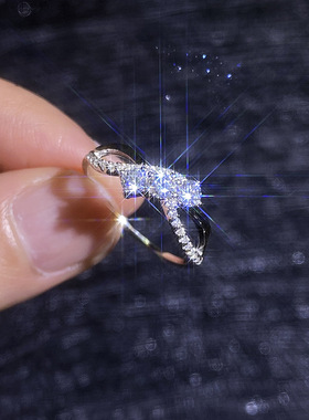 s925纯银莫桑钻戒指女戒指爱交织钻戒尾戒子礼物