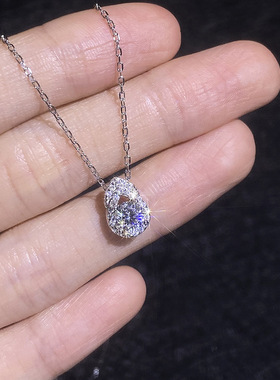 欧美莫桑石葫芦吊坠小众轻奢项链纯银莫桑钻百搭锁骨链女