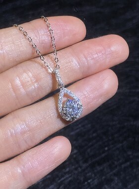 韩版天使之泪水滴莫桑石项链亚马逊轻奢时尚高级感冷淡风颈链