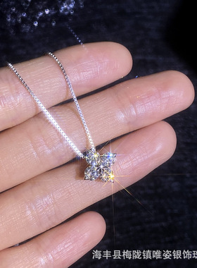 热卖D色莫桑钻石项链S925银项链女幸运四叶草锁骨链ins风高级感