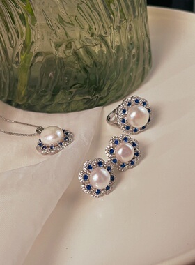 天然淡水基本无暇吊坠戒指耳钉三件套简约时尚百搭韩版
