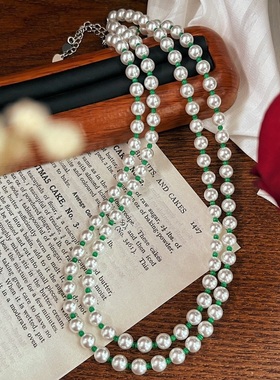 冷白施家珍珠项链INS夏季甜美简约时尚串珠锁骨链女