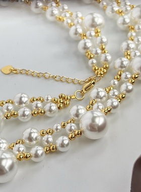 法式秋冬浪漫ins风人造水晶珍珠晚装链项链