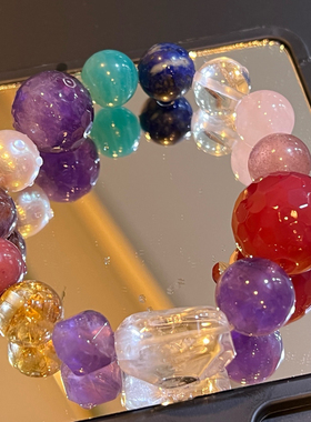 12-20mm天然白水晶珍珠黄水晶紫水晶天河石紫幽灵多宝项链手链