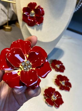 花开富贵红色胸针ins潮个性精致胸花韩版女西服领针