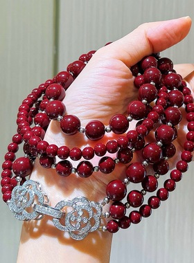 秋冬新年安可拉红施家珍珠多层设计感项链毛衣链