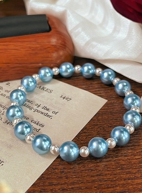 蓝色妖姬 blue rose施家珍珠套装简约时尚百搭气质项链手链套装女