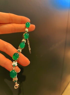 天然绿玉髓手链绿色蛋面手链简约时尚百搭气质款女