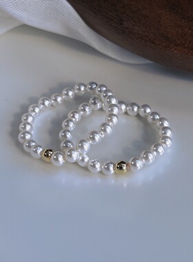 2mm 3mm法式温柔纤细叠戴单戴施家珍珠戒指