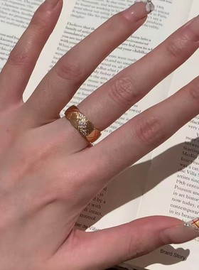 纯银S925小香风菱格高碳钻戒指小众设计重工菱格闪耀高级轻奢百搭