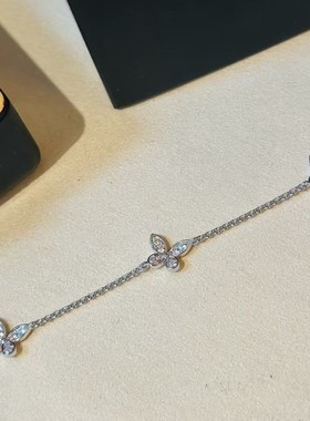 CNC高精工S925三蝴蝶个性轻奢款手链满钻高级感百搭