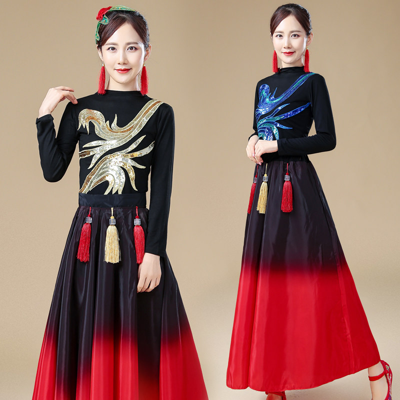 金色珠片民族风中国脊梁舞蹈服古典书简舞演出服中国风广场舞服饰,淘宝优惠券,粉丝福利购,淘宝优惠卷