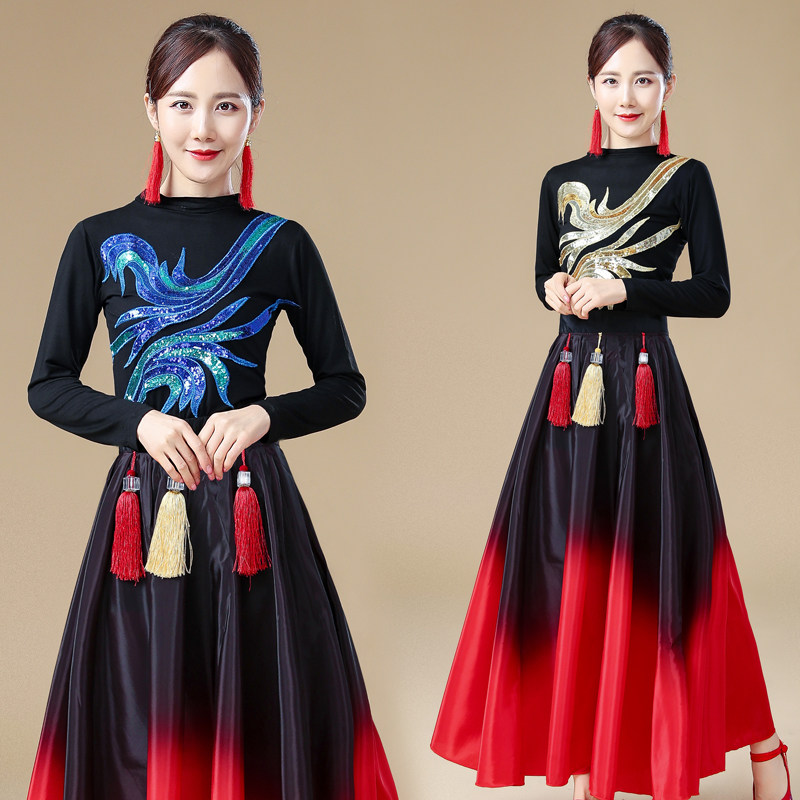 金色珠片民族风中国脊梁舞蹈服古典书简舞演出服中国风广场舞服饰,淘宝优惠券,粉丝福利购,淘宝优惠卷